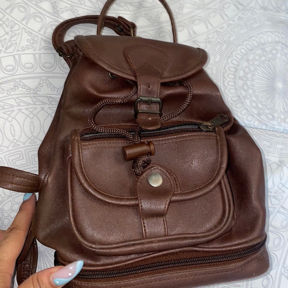 brown small backpack